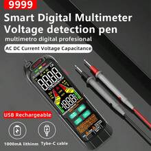 USB Rechargeable Smart Digital Multimeter, Professional Current Voltage Detection Pen, Capacitance Temperature Auto-Range Tester, Multifunction Multimeter - Black - View 3