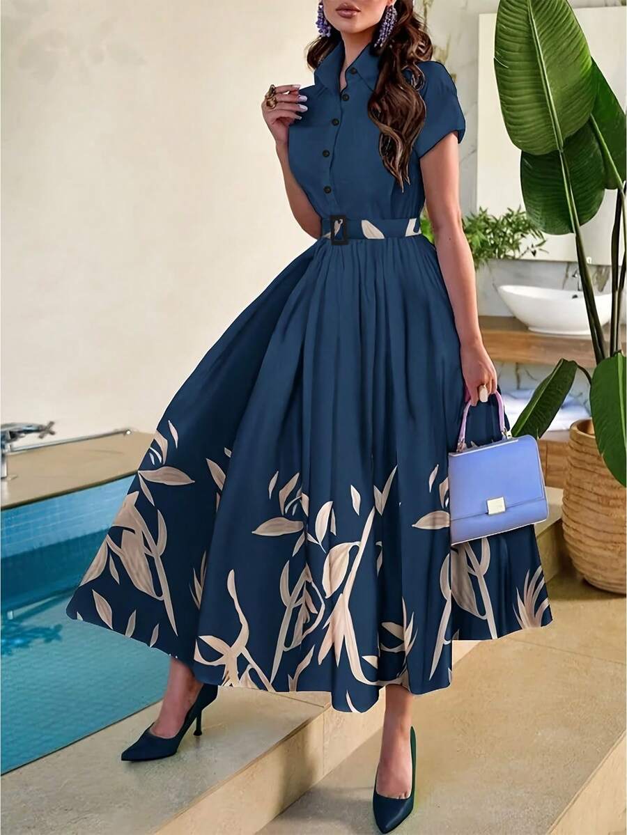 Keke Bloomly 新款優雅女款印花A字洋裝，節慶穿搭，女款海灘裝，女款鄉村風夏季穿搭