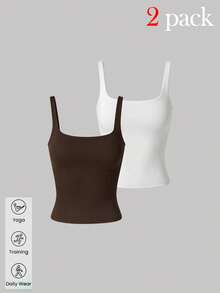 Bộ đồ thể thao nữ mùa hè Aoqta Sports gồm áo hai mảnh, màu trơn, kiểu dáng ôm sát, không tay, hở lưng, có đệm ngực, phong cách tối giản cơ bản, phù hợp cho yoga, chạy bộ, tập luyện và mặc hàng ngày. - Nhiều màu - Xem 1