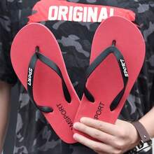 New Summer Men's Comfortable Lightweight Slippers, Casual Beach Flip Flops, Non-Slip Sandals - Red - View 3