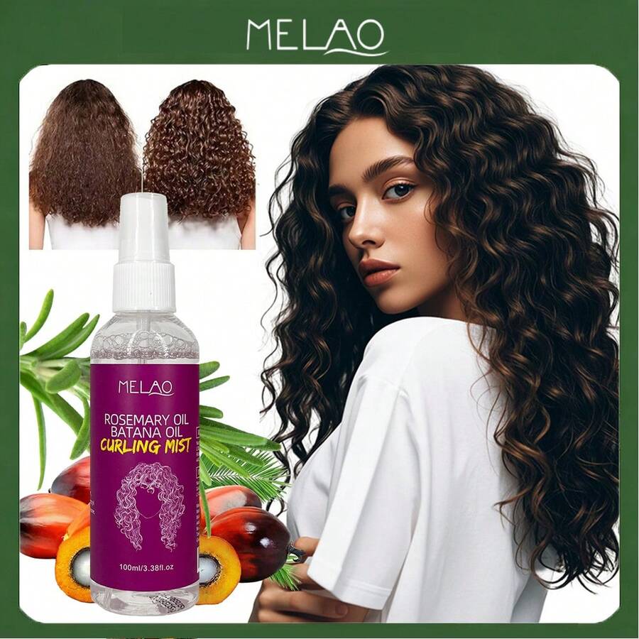MELAO Rosemary Oil Batter Oil Curl Enhancing Spray, Suitable For Natural Curly Hair, Clearly Defines Curls, Smooths Frizz, Adds Shine And Moisture, Lightweight Hold, Non-Stiff, Suitable For All Hair Types, 100ml/3.38 Fl Oz - Hot Pink - View 1
