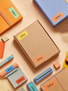 Pegatinas impermeables personalizadas, etiquetas de nombre personalizadas con fondo colorido para pertenencias personales, artículos de oficina y útiles escolares - Estilo 9 - Ver 4