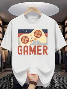 2026 Tops. Camiseta de manga corta con un diseño de videojuegos, que presenta un controlador de juego retro y la palabra "GAMER" para resaltar el tema de los videojuegos, adecuada para exposiciones de videojuegos y reuniones de gamers, ideal para entusiastas de los videojuegos. Adecuada para niños pequeños y niños (fácil de cuidar-un favorito entre los padres)-ropa infantil alegre. - Blanco - Ver 7