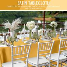 1pc Elegant White Satin Tablecloth: Perfect For Wedding Banquets, Parties And Home Decor - Rectangular, Woven, Soft And Shiny - Multicolor - View 7