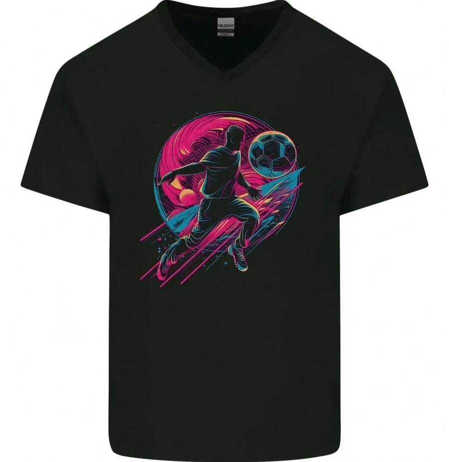 A Retrowave Soccer Player - Jersey With - Black - View 1