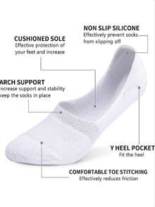 5 đôi tất lót giày nữ màu be, cotton dày đệm, cổ thấp, đế bệt, chống trượt, tàng hình - Màu be - Xem 2