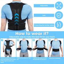Đai chỉnh tư thế unisex size lớn, đai hỗ trợ lưng điều chỉnh được, giảm mệt mỏi lưng, cải thiện gù lưng, vẹo cột sống, gù lưng và tư thế ngực - màu đen - Xem 9