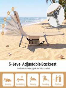 5 Position Adjustable Sun Tanning Chair, Foldable Camping Lounge Chair With Face Hole & Armrests, Heavy-Duty Steel Frame Breathable Pool Recliner For Outdoor, Max Load 5500lbs,Camping Essential - Multicolor - View 6