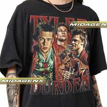 1PC Limited Tyler Durden Fight Club Vintage T-Shirt, Gift For Women And Man Unisex T-ShirtWomen Preppy Style Cotton T-Shirt Cotton Tops For Women Summer Clothes Vacation Outfits Women Women Preppy Style Cotton T-Shirt - 黑色 - 查看 6