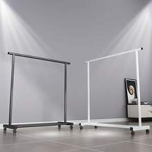 Space-Saving Metal Clothes Rack With Adjustable Hanging Rod – Suitable For Dormitories And Living Rooms, Durable Multi-Hook Design Allows For Hanging Multiple Garments, Clothing Rack - Black - View 3