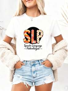 Speech-Language Pathologist (SLP) T-Shirt, Gifts For SLP, Sign Language T-Shirt, Speech-Language Pathologist T-Shirt, Gift For Speech-Language Pathologist, Language Pathology, Pure Cotton SLP T-Shirt - 白色1 - 查看 4