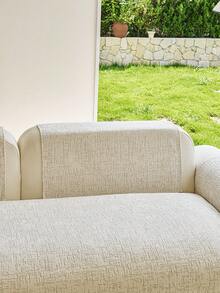 1pc Solid Color Chenille Sofa Cover, Ins Style Sofa Cushion, High Density Thick Design For All Seasons, Sofa Protector Anti-Slip Anti-Scratch For Living Room Bedroom Study, Fits 1/2/3/4 Seater Sofa With Armrest & Backrest - Beige - View 5