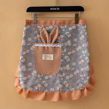 Delantal medio de estilo campestre de lona transpirable y fresca, resistente a las manchas y duradero, adecuado para cocinar en casa - Talla única para todos - Ver 8