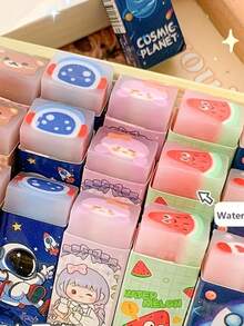 6pcs Random Pattern Cute Cartoon Sandwich Erasers, High-Quality Student Prize Pencil Erasers, Cleanable & Low-Residue Office Supplies - Multicolor - View 7