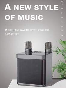Speaker Karaoke Bluetooth Mini Portabel Multifungsi dengan 2 Mikrofon Nirkabel, Sistem Suara PA untuk Pesta Dalam/Luar Ruangan, dan Acara Keluarga - View 3
