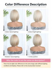 10 Inch Short Straight Bob Wig, Golden Color Highlights With Dark Roots, Suitable For Daily Makeup And Parties, High-Temperature Fiber Synthetic Hair - Blonde Ombre - View 10