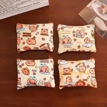 4pcs, Capybara Coin Purse, Cute Mini Earphone & Lipstick Pouch, Cartoon Capybara Portable Storage Bag, Storage Bag, Miscellaneous Storage Bag, Student Portable Coin Purse, Random Style. Travel Essentials, Makeup Bag, Holiday Essentials, Back To School (Random Style) - A - View 4