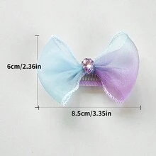 2pcs - Lavender Princess Style Big Bow Puff Dress With Gradient Princess Hair Clip, Multi-Layered Tulle Wedding Outfit For Small Dogs, Suitable For Bichon, Yorkshire, Chihuahua And Other Pets, Can Be Worn For Birthday Parties And Photos - Mauve Purple - View 8