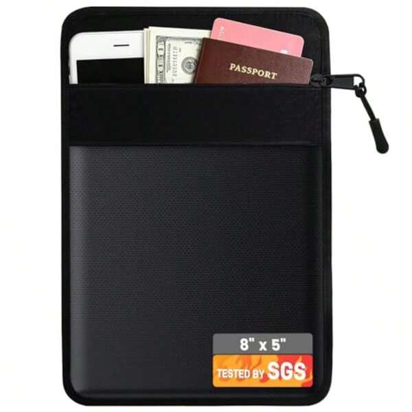 Small Fireproof Bag, Waterproof Fireproof Money Bag For Cash With Zipper, Important Document Storage Organizer For Cash, Valuables, Passport, Currency And Keys, 8x5.3in