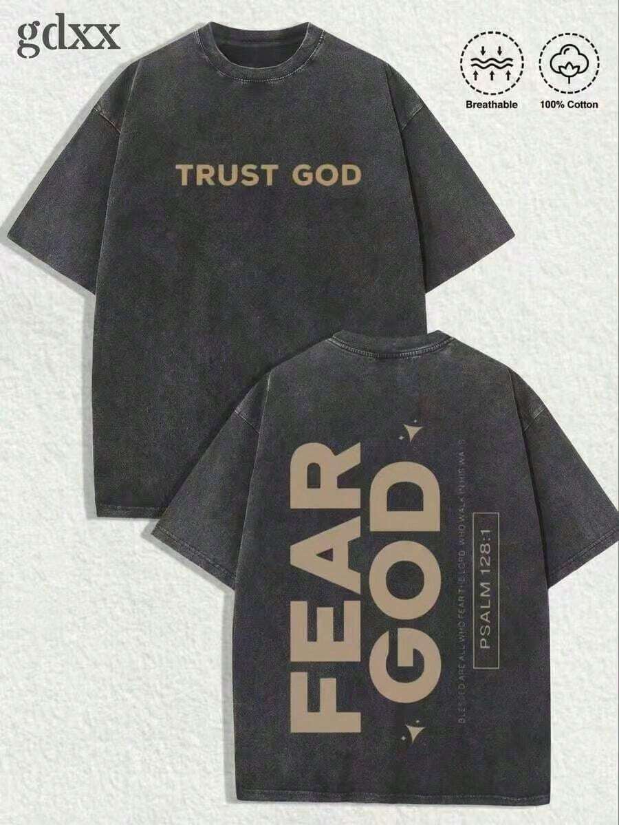 Women's Casual Printed T-Shirt, Short Sleeve, Round Neck, Local Urban Fashion Spring/Summer. Women's Blouses, Women's T-Shirts. 230g (S-XXXL) - 黑色 3 - 查看 1