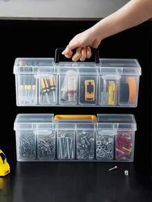 1 Set Multi-Functional Home Tool Box With 6 Compartments Small Parts Storage Boxes, Portable Sturdy Hardware Organizer Tool Box, Perfect For Office Home Garden Workshop Storage Organization - View 1
