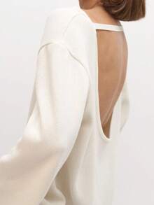 Loose-Fitting Knit Sweater With Open Back, New Autumn-Winter 2026 Model For Women, European Style - 乳白色 - 查看 8