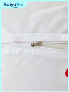 2/3件套红色心形可爱图案印花被套套装，不含被芯，透气超柔软，四季皆宜（1件被套+1/2件枕套，不含枕芯），柔软双色设计，是卧室、客房、宿舍的理想之选。1件被套+1/2件枕套（不含被芯），可机洗，尺寸可选：特大号、大号、标准双人床、单人床。宿舍床上用品，返校季床上用品。 - 紅色 - 查看 7