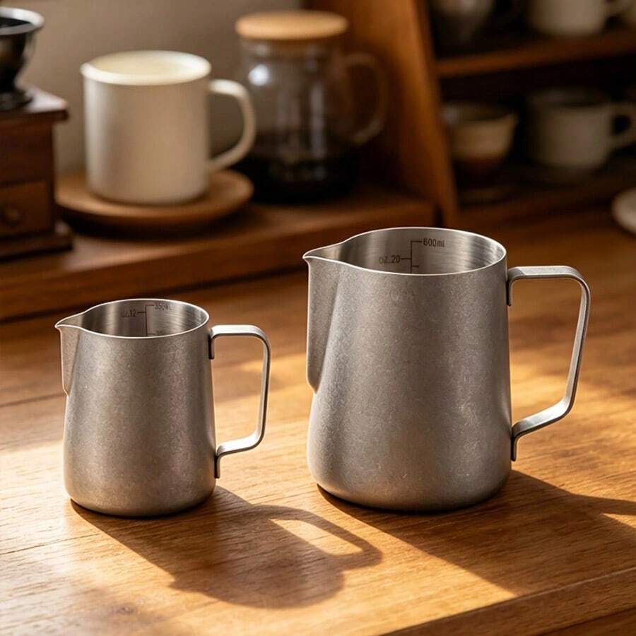 350ml/600ml Retro Stainless Steel Milk Frothing Pitcher, Professional Milk Frother Cup - Retro Color - View 1