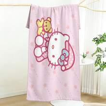 三丽鸥Hello Kitty沙滩巾，印有可爱Hello Kitty和泰迪熊图案，超柔软，非常适合泳池、夏季海滩和旅行。 - A - 查看 3
