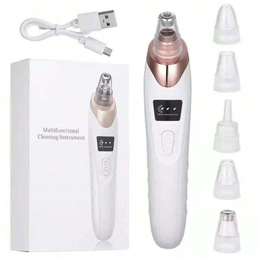 Blackhead Removal Vacuum Cleaner - A Professional Blackhead Extractor Face, Equipped With 4 Acne Needles And 5 Interchangeable Probes (White) - trắng - Xem 1