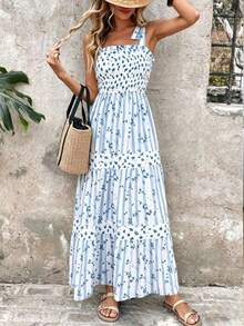 Vestido bohemio floral de tirantes finos – Look versátil para diario, playa, vacaciones, oficina y eventos elegantes – Verano - amarillo ganso - Ver 4