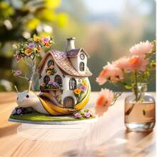 1pc Cute 2D Flat Acrylic Printed Garden Snail House Creative Bedroom Decor - E - View 6