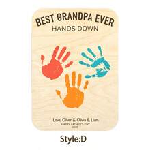 Personalized Father's Day Handprint Art Project Best Dad Best Grandpa With Kids Doodle DIY Gift For Dad/Grandpa, Personalized Handprint Sign, DIY Wooden Keepsake Gift For Dad/Grandpa - C-father's Day Handprint Art - View 17