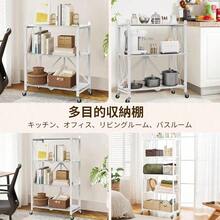 RWENRPOO4段 折りたたみスチールラック 広げるだけで使える 幅71×奥行34×高さ127cm 収納ラック 棚ラック スチールシェルフ キャスター付きメタルラック 折り畳み式 オープンラック キッチンラック シェルフ 移動便利 食器棚 防サビ加工 ホワイト - 7134127cm - チェックする 7