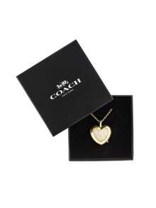 Coach Crystal Dial Women's Quartz Pendant Necklace Watch With Adjustable Chain - Gold - View 4