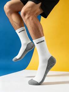 1/3/6 Paar Herren Arbeitssocken, graues Bodenmuster, lässig Sport Lauf Basketball Socken - Verschiedenfarbig - Übersicht 6