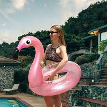 Glitter Pink Flamingo Pool Float, Large And Medium Inflatable Swim Ring, Sequin Filled Water Float, Suitable For Pool, Beach And Lake, Durable PVC Material, Perfect For Summer Party, Vacation And Outdoor Leisure - Multicolor - View 9