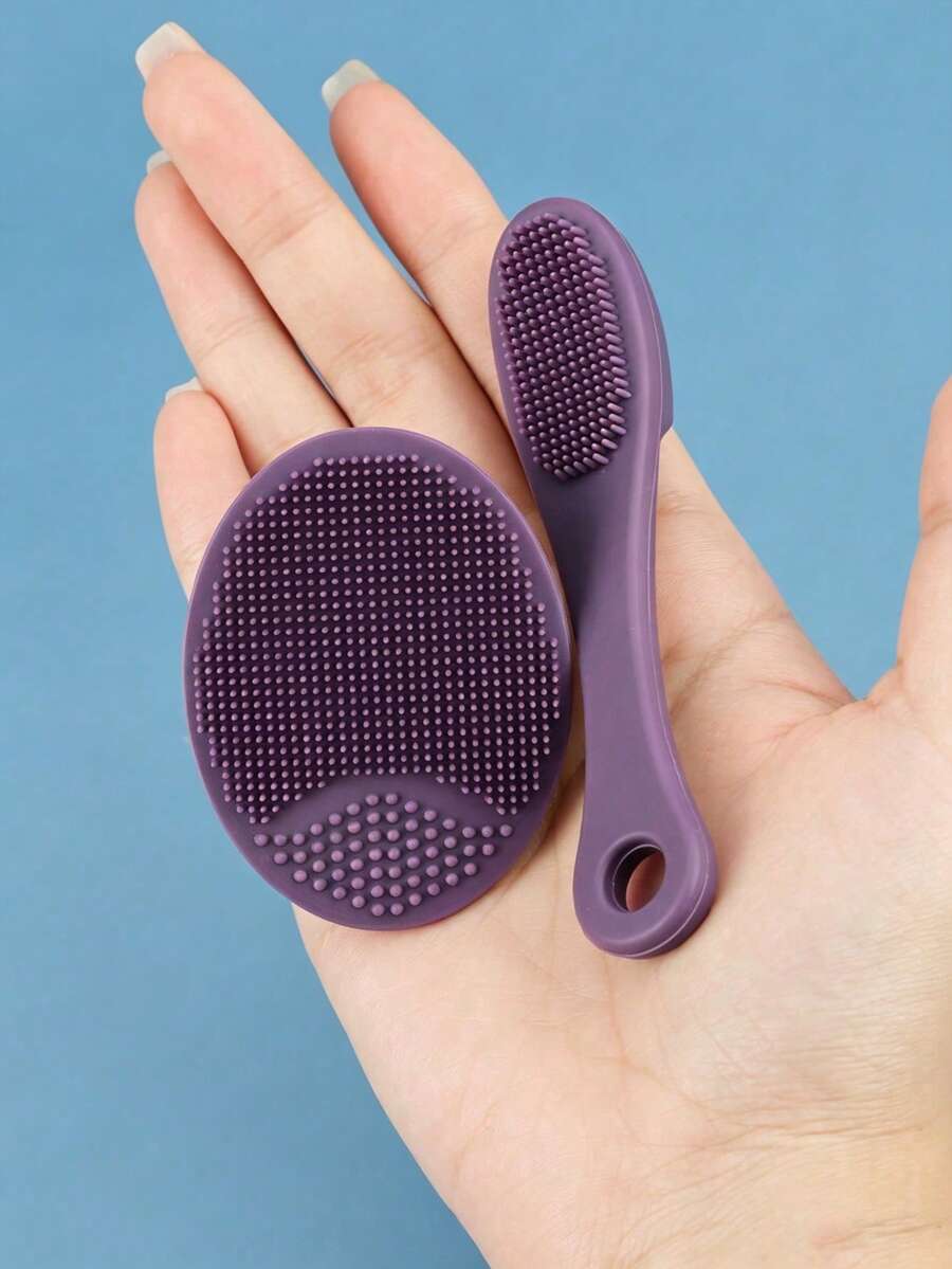 2pcs Silicone Facial Cleansing Brush + Replacement Brush Head, Manual Deep Pore Cleansing Exfoliating Brush, Soft Facial Cleansing Brush, Suitable For All Skin Types, Blackhead Removal