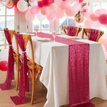 Fuchsia Table Runners 5 Pieces 12x70 Inches Sequin Glitter Table Runner For Birthday Party Baby Shower Holiday Event Table Decorations - View 4