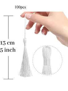 20/50/100pcs White Mini Tassels 13cm/5in Long With Loop, Suitable For Bookmarks, Jewelry Making, DIY Projects - 13cm White - View 6
