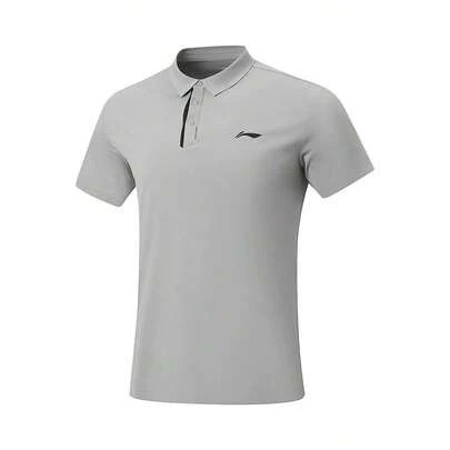 LI-NING Men's Fitness Quick-Dry Polo Shirt Moisture-Wicking Sun-Protective Casual Top APLW163