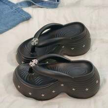 Sandalias de plataforma de 8 cm de separador de dedos para mujer, zapatos de playa multicolor de EVA para playa y uso diario - Azul - Ver 7
