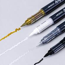 5支裝液體壓克力顏料筆，藍色水果720軟頭螢光筆，金、銀、黑、白四色，學生專業藝術家繪圖彩繪筆，防水防暈染，適用於石頭、玻璃、陶瓷、身體彩繪、木材、塑膠上色 - 彩色 - 查看 1