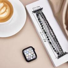 1 Pack Beaded Stretch Solo Loop Band Compatible With Apple Watch Band 38mm 40mm 41mm 42mm 44mm 45mm 46mm 49mm For Women, Fashion Multi-Layer Crystal Beaded Elastic Nylon Strap For Apple Watch Series Ultra/SE/10/9/8/7/6/5/4/3/2/1 - Multicolor - View 7
