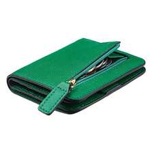 Toughergun Women's Small Slim Leather Wallet With RFID Protection, Compact Bifold Mini Purse With Clear ID Window - CH Green - 查看 1