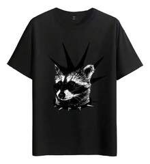 Muscle Freaks Raccoon Punk Style T-Shirt - Black - View 6