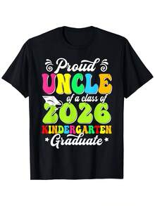 Camiseta de tío orgulloso de un graduado de kinder de la promoción de 2026 para la vuelta al cole, camisetas divertidas de Navidad, camisetas gráficas para hombre, camiseta negra, camisetas para hombre, 100%, suave y cómoda, camiseta estampada de manga corta de verano 2026 para hombre y mujer del - Negro - Ver 6