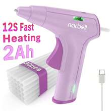 Narbell 4V Cordless Hot Glue Gun, 12 Sec Fast Heating, Type-C Charging Port, 2000mAh Built-In Battery, 7mm*30 Glue Sticks Included, Smart Auto-Off, Ideal For DIY/Craft/Repair Projects - Purple - View 2