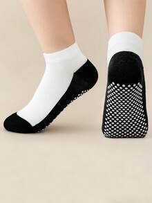 5 Pairs Kids' Breathable Mesh Ankle Socks With Non-Slip Bottoms, Contrast Color Black Boys' Socks, Girls' Summer Socks, Short Socks, Indoor/Outdoor Casual & Sports Socks - Multicolor - View 6