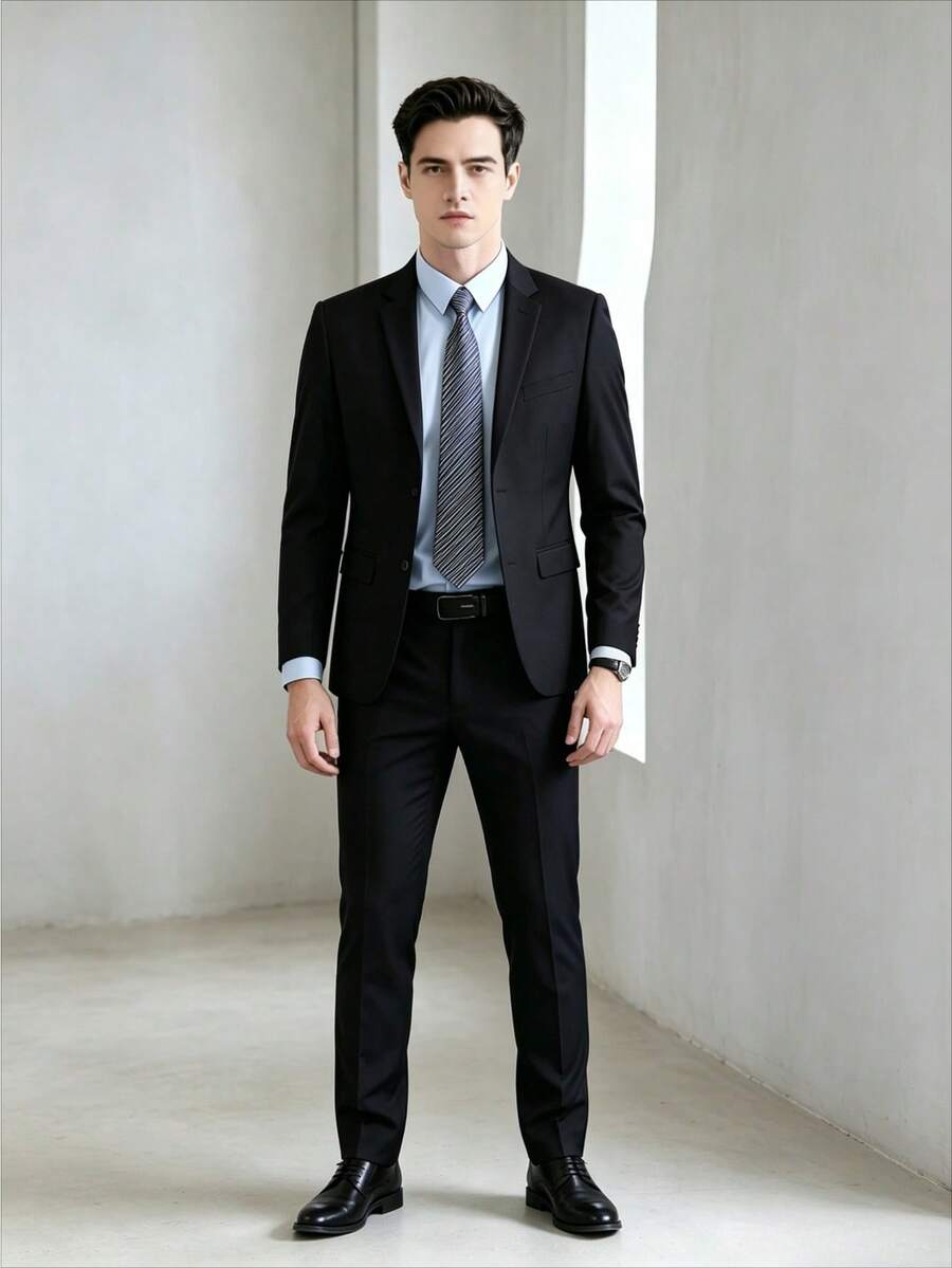 Men's Suits Are Suitable For Various Occasions, Such As Job Interviews, Business Events, And Weddings. - 黑色 - 查看 1